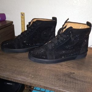 Christian Louboutin Black Strass Hightop Sneakers size 10 men's